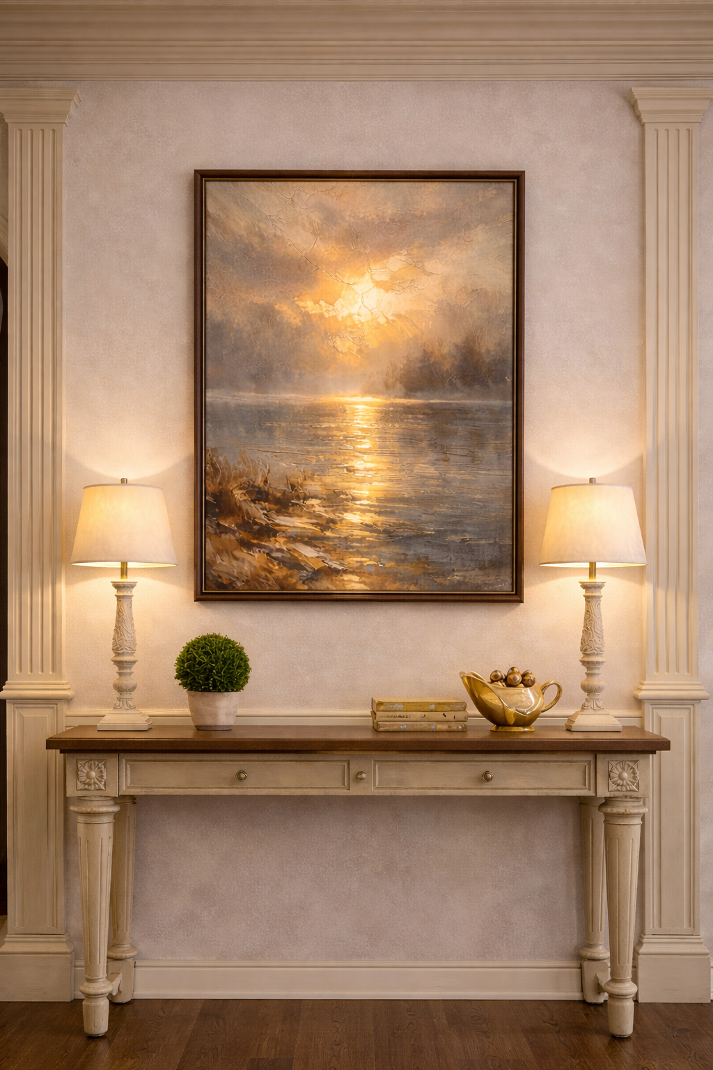 Golden Horizon – Framed Canvas Landscape Wall Art