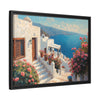 Aegean Serenity_Santorini Coastal Framed Canvas Art