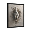 Breaking Through – White Horse Framed Canvas Wall Art