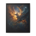 Golden Nebula Canvas Wall Art – Framed Galaxy Artwork, Luxury framed canvas for Living Room & Office