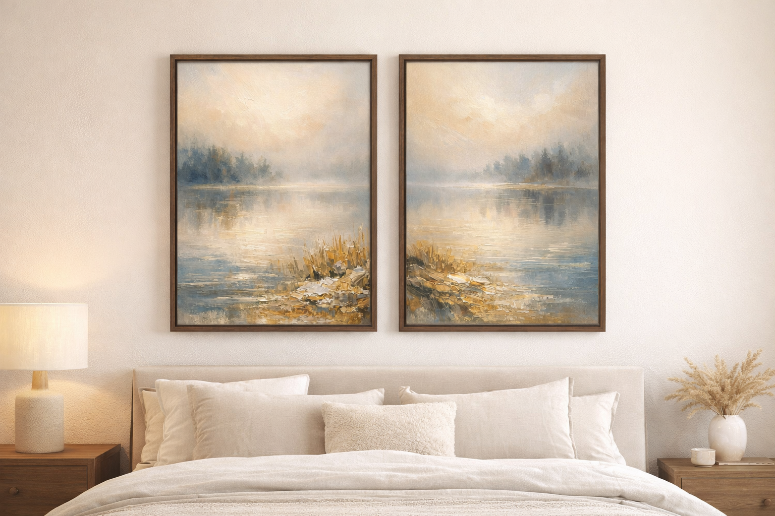 Mountain River Landscape – Nature Framed Canvas Wall Art