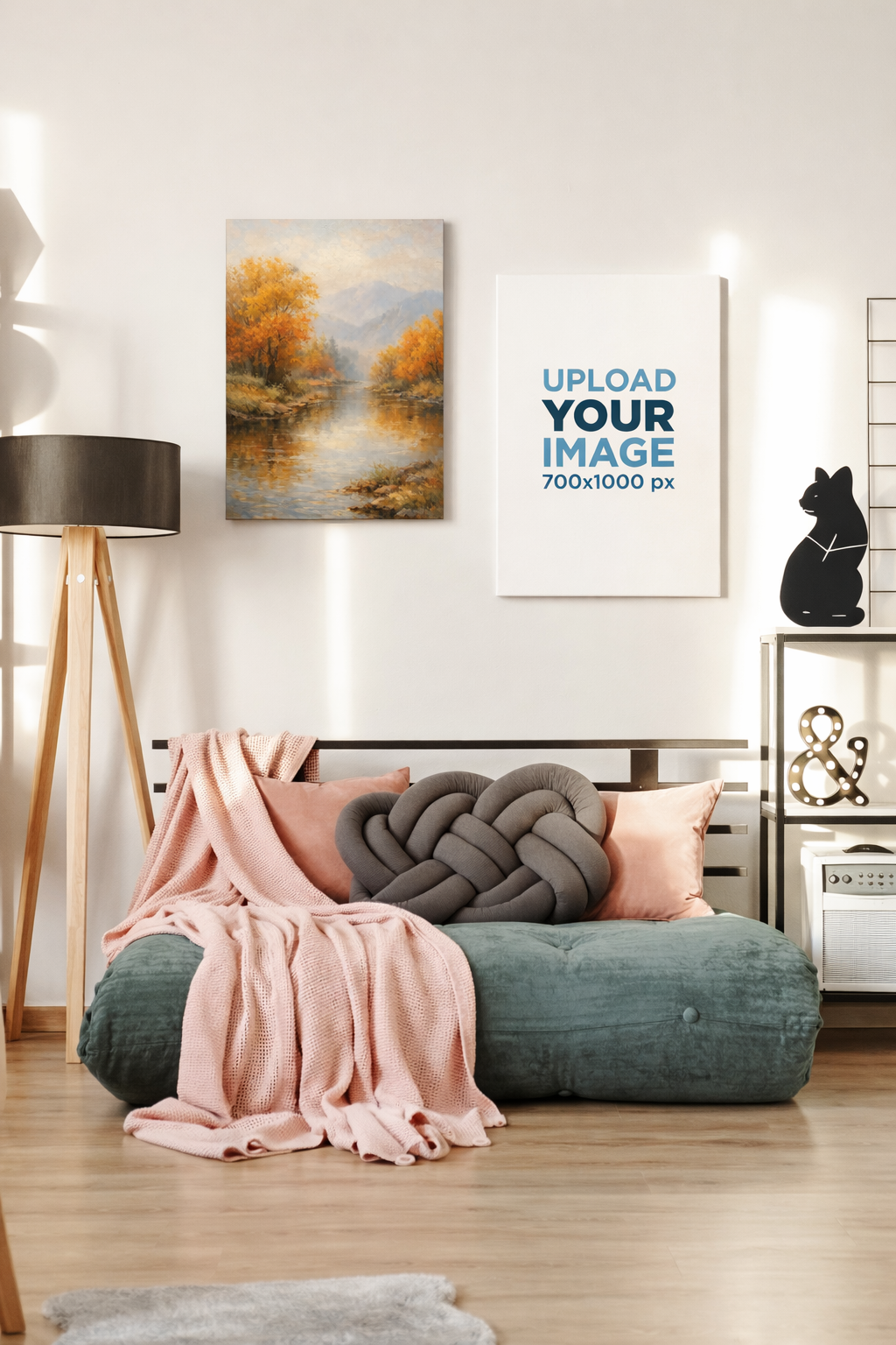 Autumn River Landscape Canvas Wall Art for Living Room