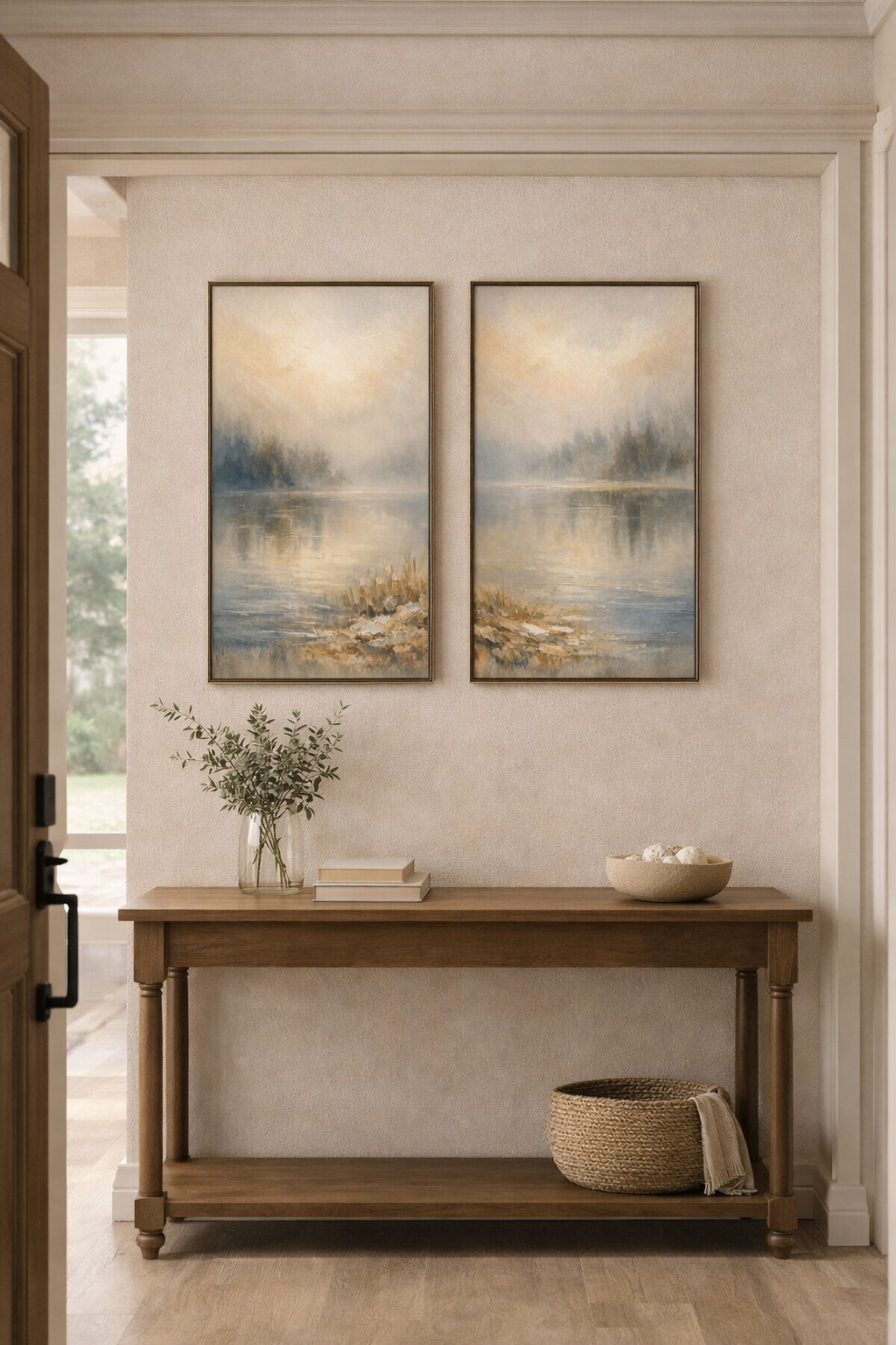 Mountain River Landscape – Nature Framed Canvas Wall Art