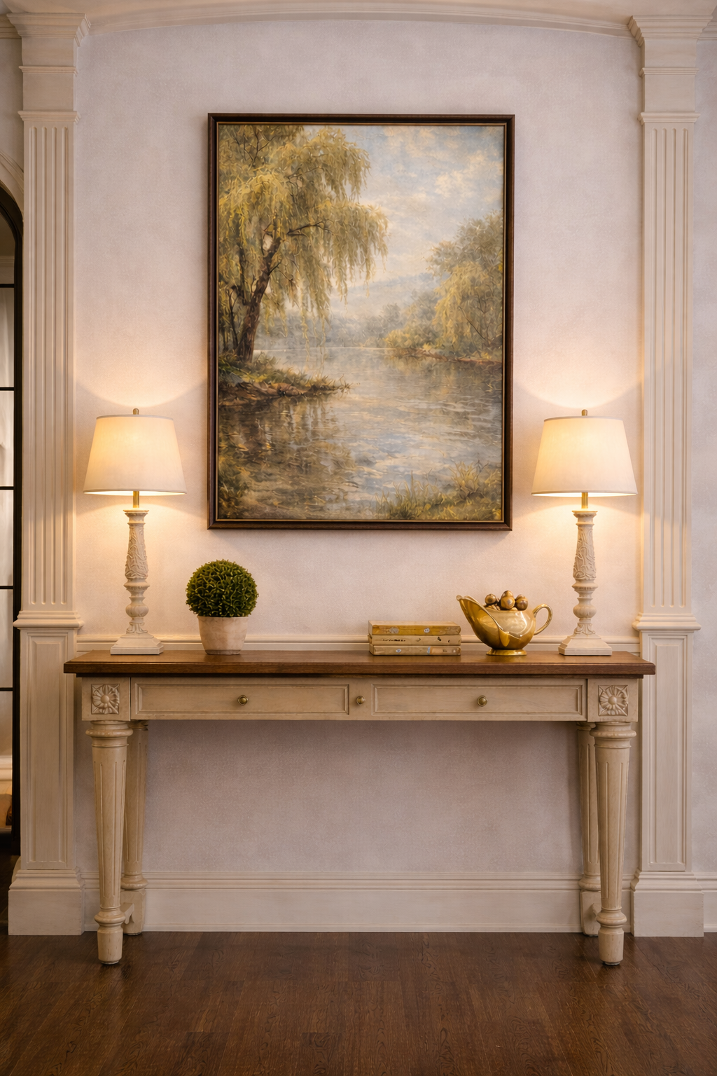 Golden Willow reflections_Framed Canvas Wall Art