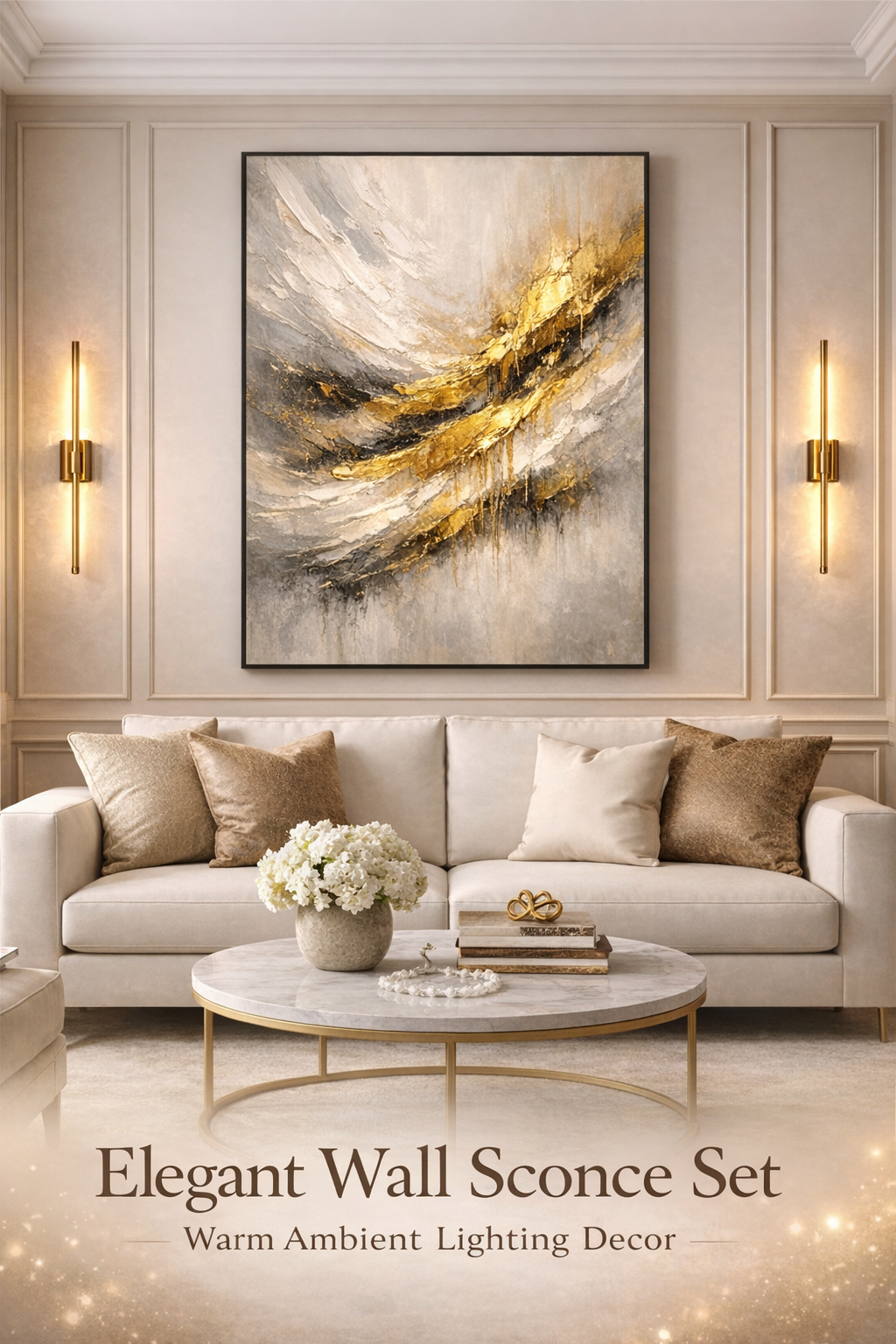 Elegant Gold Wall Sconce Set – Warm Ambient Lighting for Refined Interiors