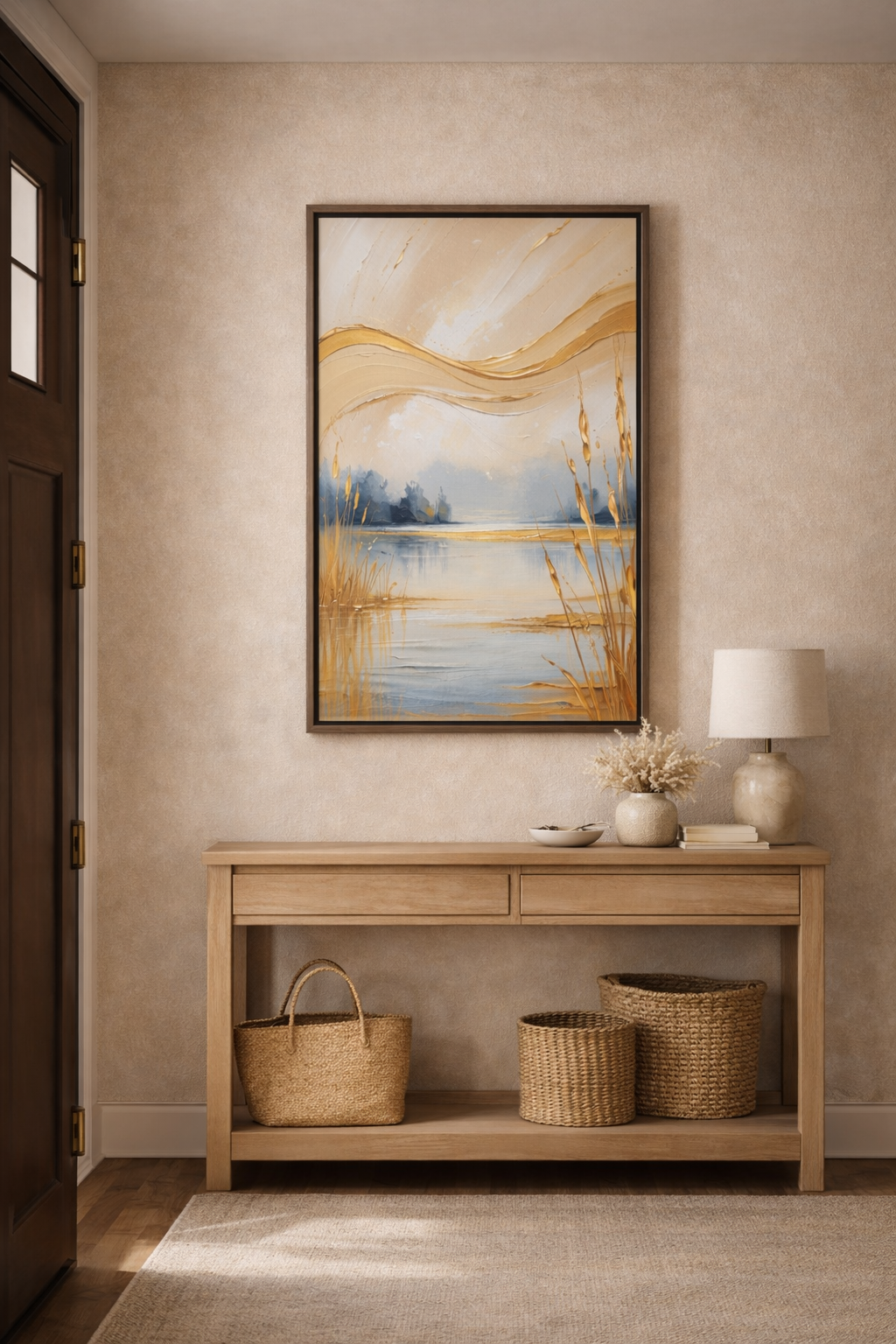 Vertical Large Canvas– Luxury  Neutral Landscape for Living Room