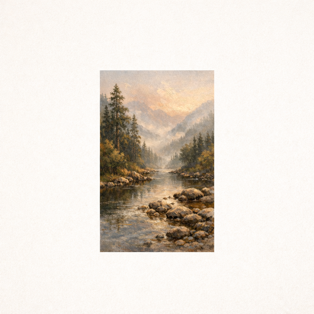 Mountain River Wall Art Printable – Landscape Digital Download