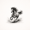 Power Horse-Black and White Horse – Minimal Ink Digital Download