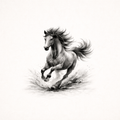 Power Horse-Black and White Horse – Minimal Ink Digital Download