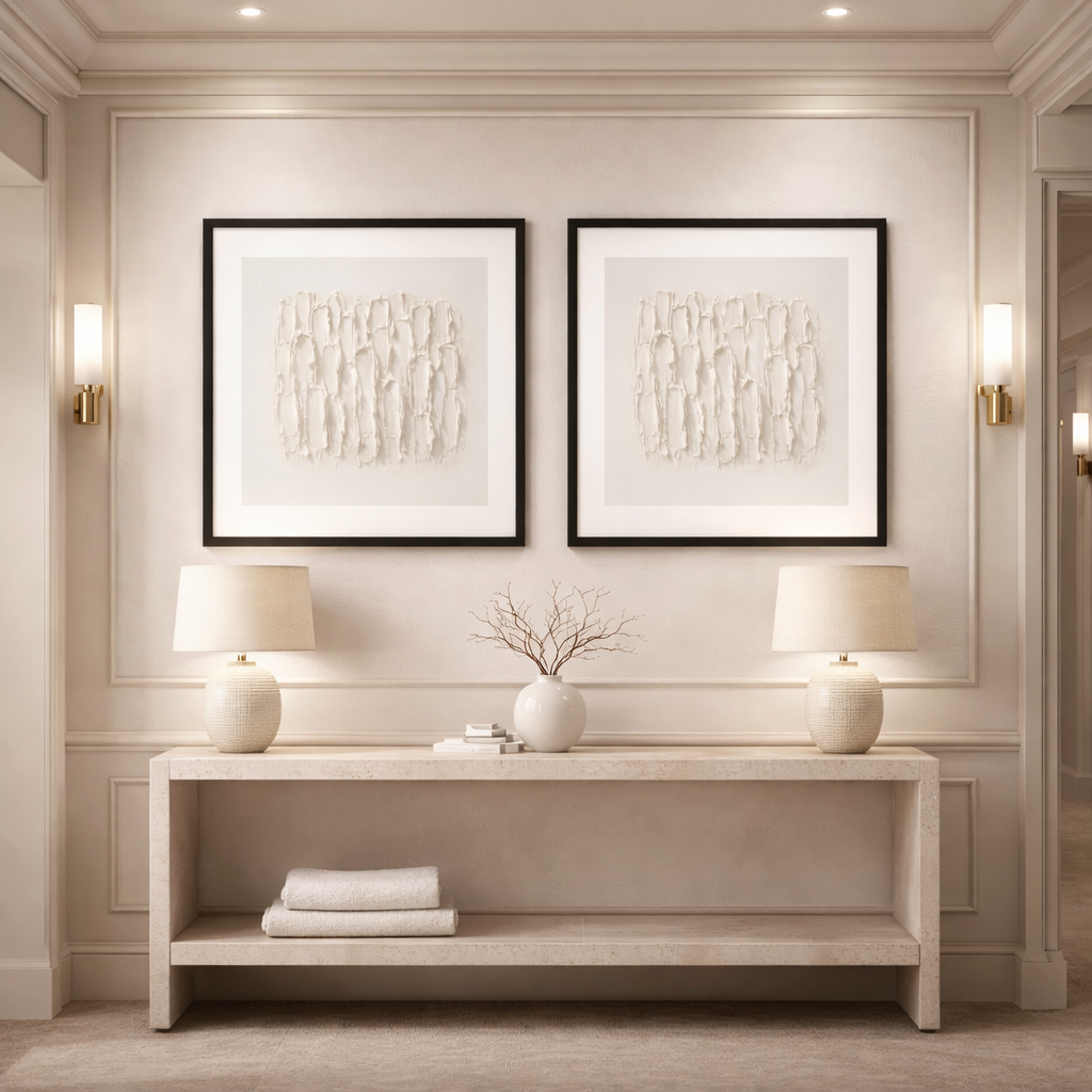 Ivory Plaster Texture Wall Art – Minimal Luxury Framed Prints