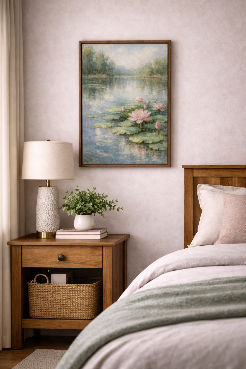 Mountain River Landscape – Framed Canvas Wall Art