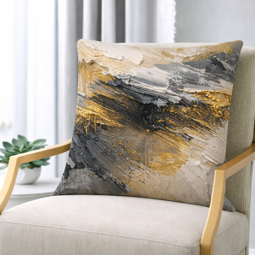 Golden Flow Deep Cushion – Warm Neutral Luxury Decor