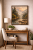 Golden Autumn Birch Forest Path – Framed Canvas Landscape Wall Art