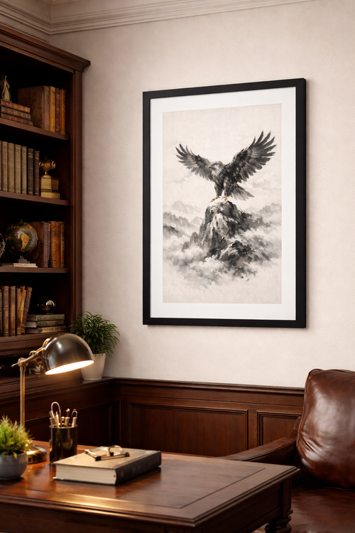 Eagle Wall Art – Japanese Ink Style Framed Print