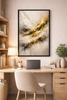 Golden Horizon – Luxury Gold Abstract Framed Canvas Wall Art