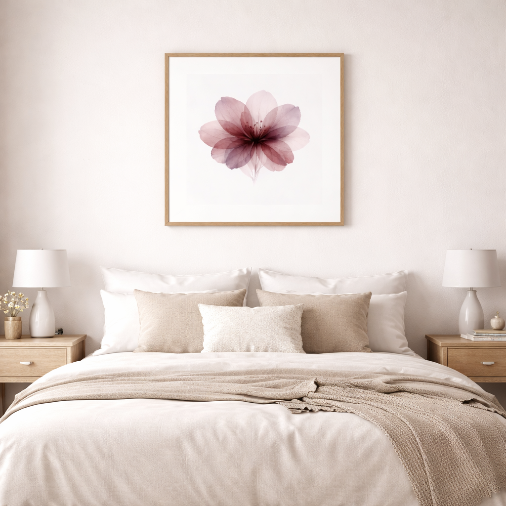 Velvet Bloom Framed Wall Art – Soft Blush Floral Print
