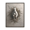 Breaking Through – White Horse Framed Canvas Wall Art