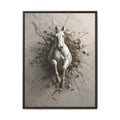 Breaking Through – White Horse Framed Canvas Wall Art
