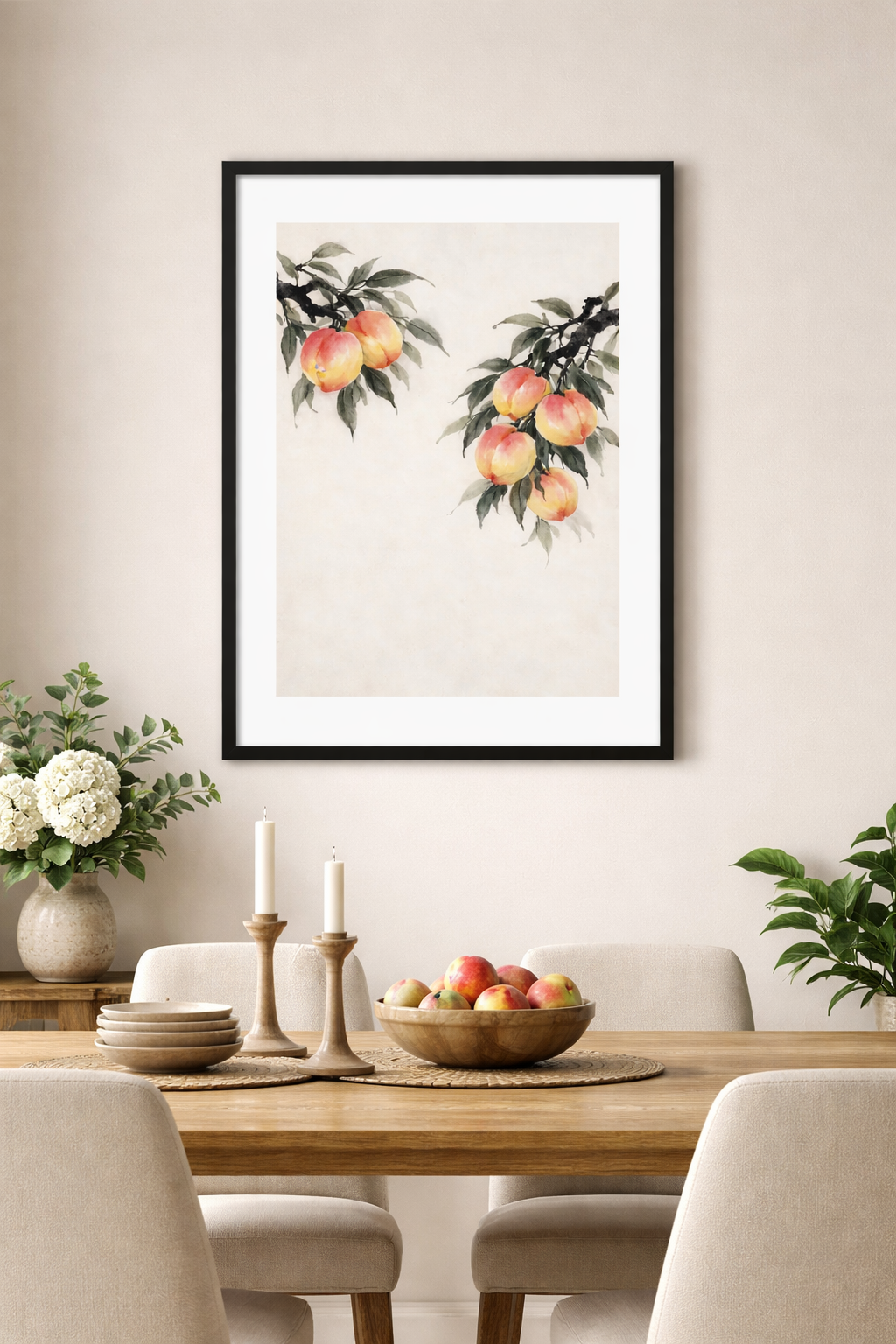Golden Peach Energy Flow Framed Wall Art