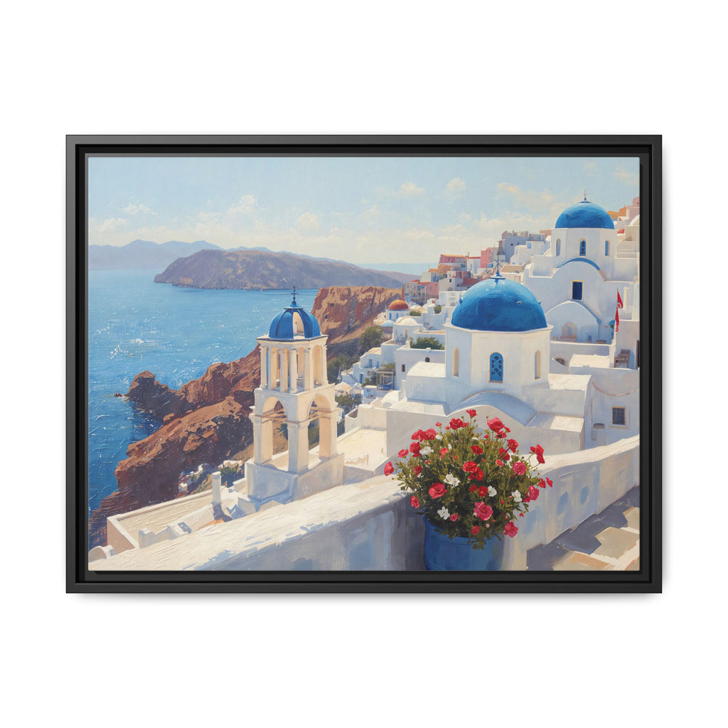 Blue Domes of Santorini | Framed Canvas Art