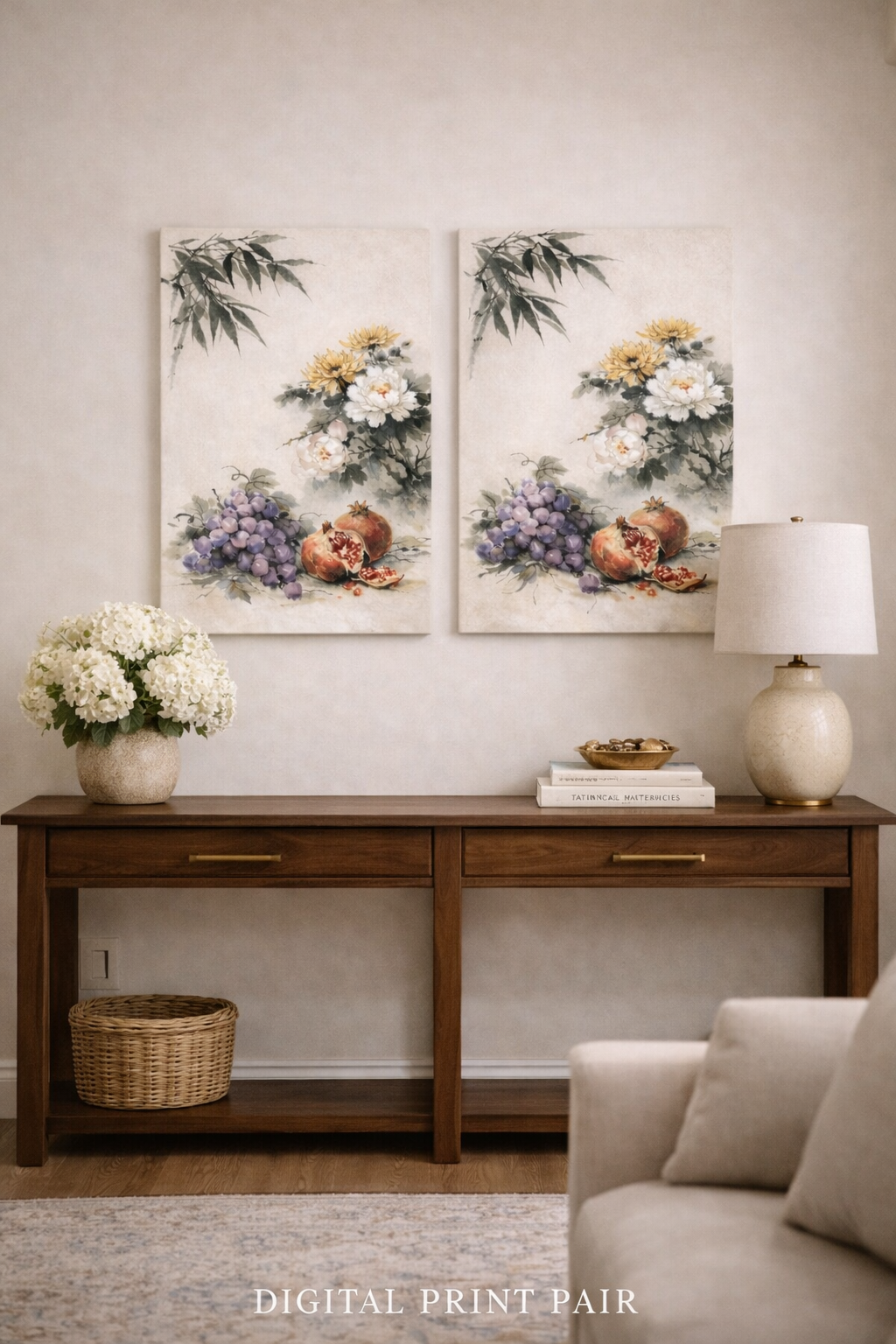 Neutral Botanical Printable Diptych Digital Download