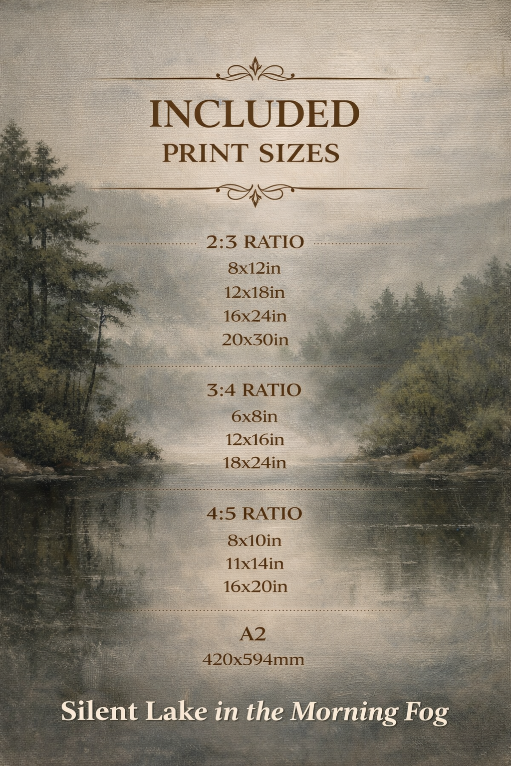 Misty Lake Wall Art Printable –Landscape Digital Download