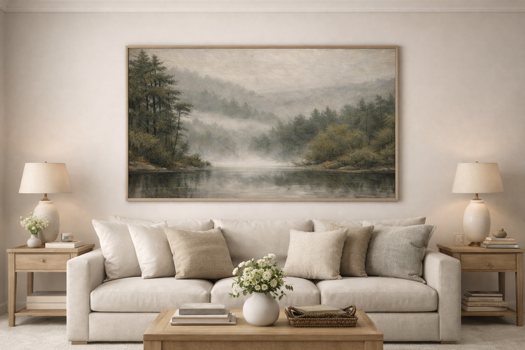 Misty Lake Wall Art Printable –Landscape Digital Download