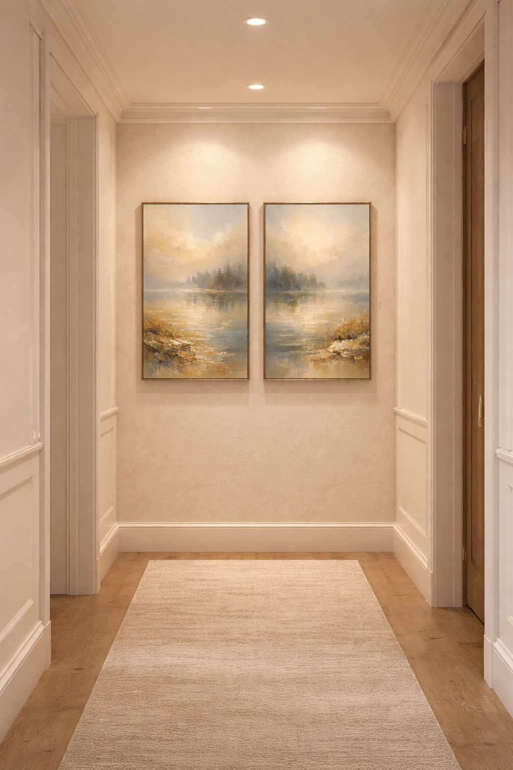 Golden Mist Lake – Canvas Diptych Set_Right