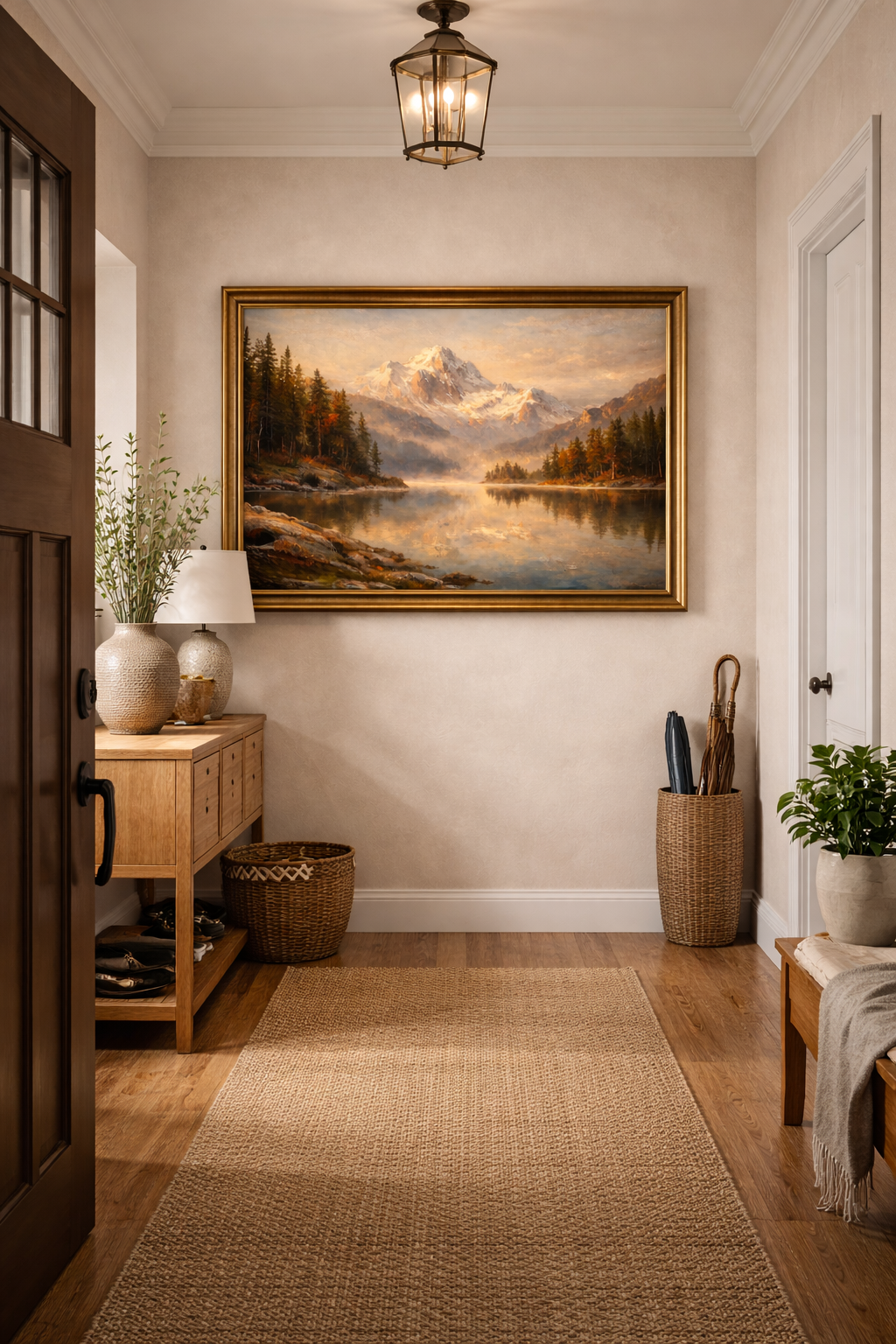 Golden Dawn Reflections – Luxury Mountain Lake Wall Art