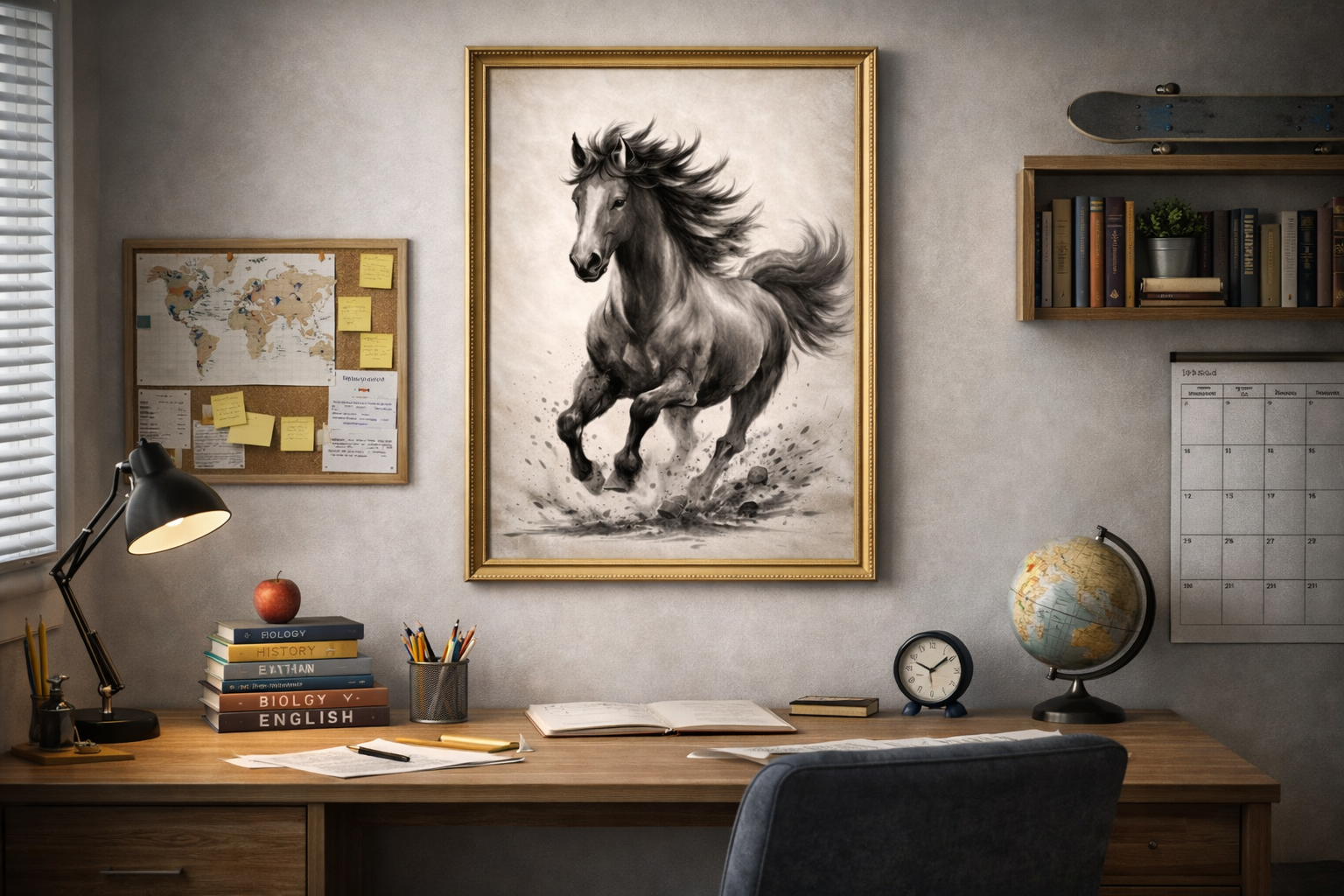 Power Horse-Black and White Horse – Minimal Ink Digital Download