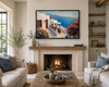 Aegean Serenity_Santorini Coastal Framed Canvas Art