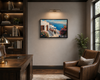 Aegean Serenity_Santorini Coastal Framed Canvas Art