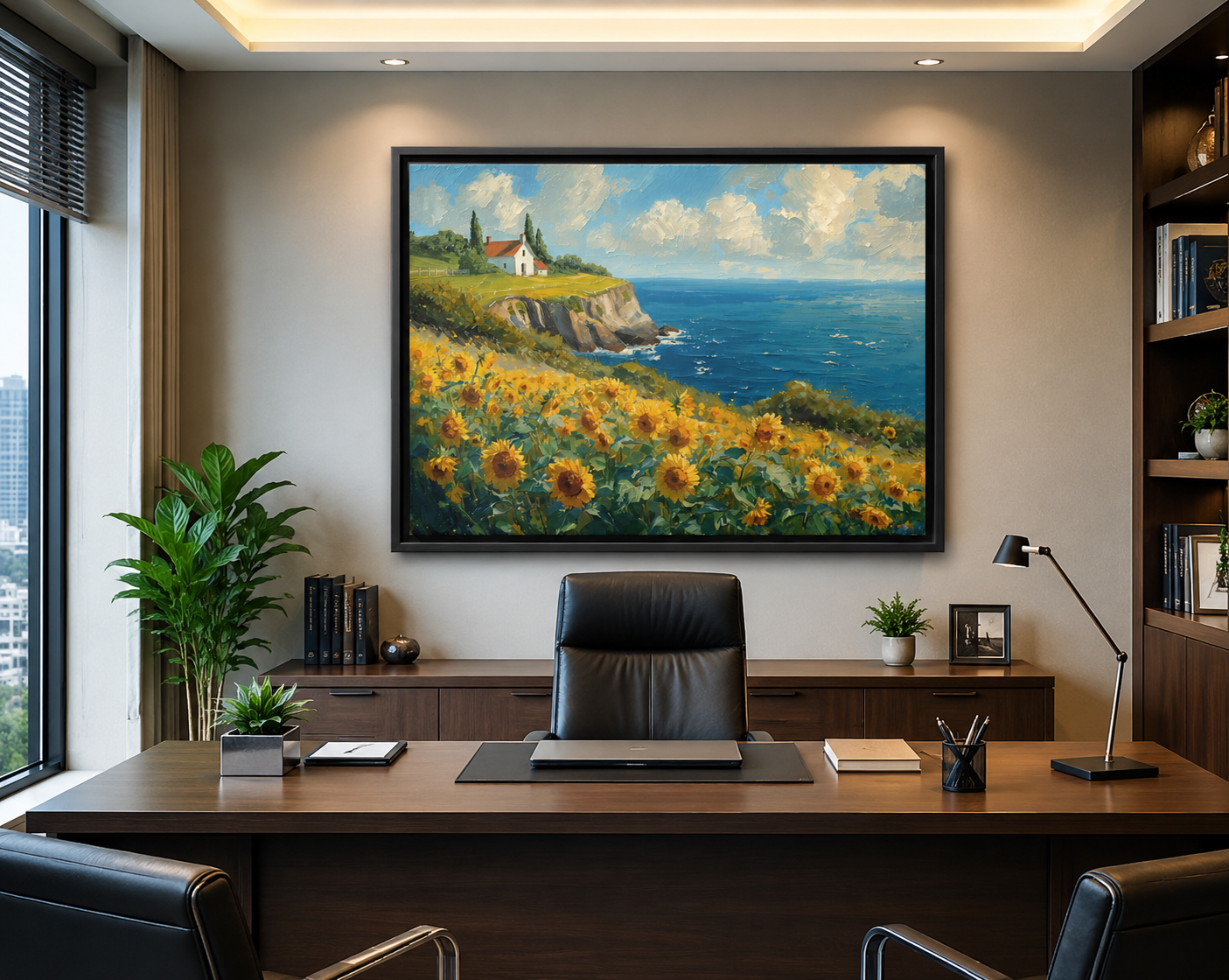 Coastal Sunflower Framed Canvas Art