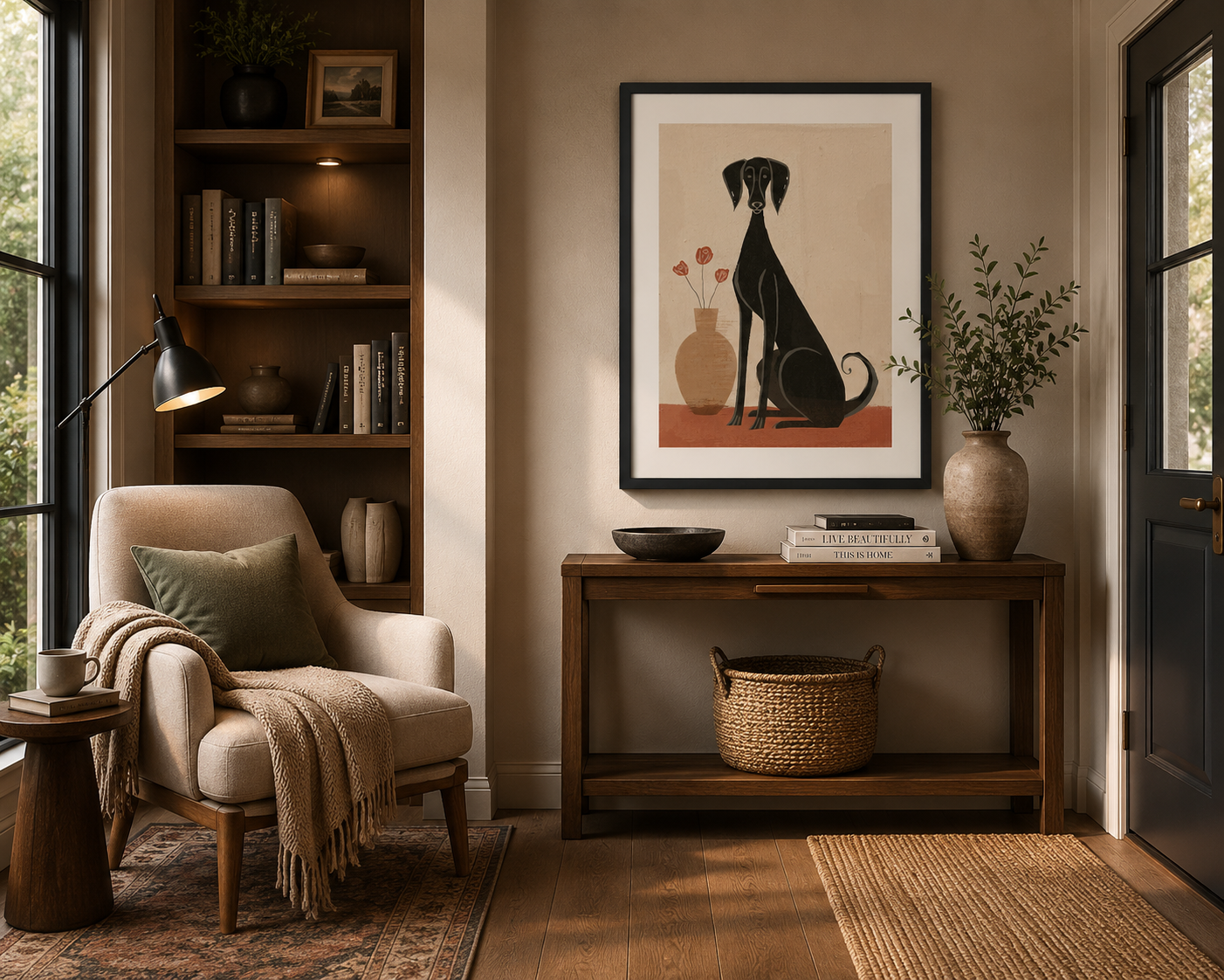 Quiet Companion – Minimalist Dog Framed Print
