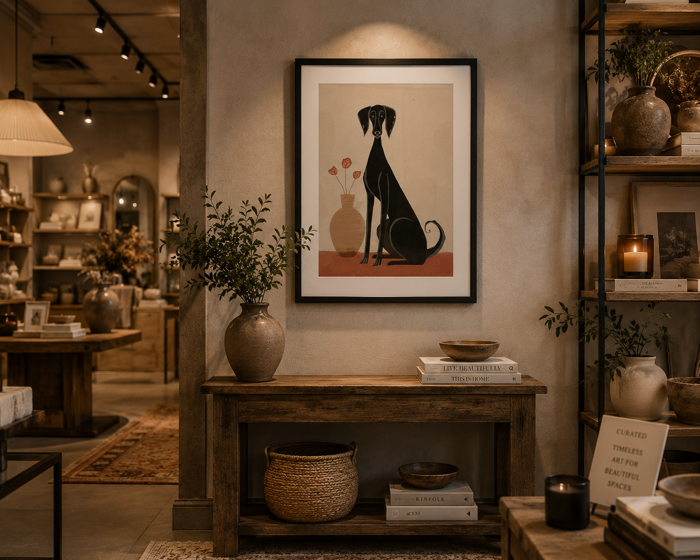 Quiet Companion – Minimalist Dog Framed Print