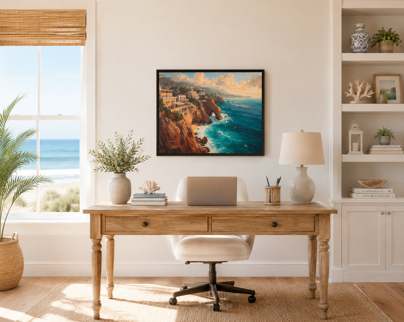 Palos Verdes Coastal Escape— Framed Canvas Wall Art