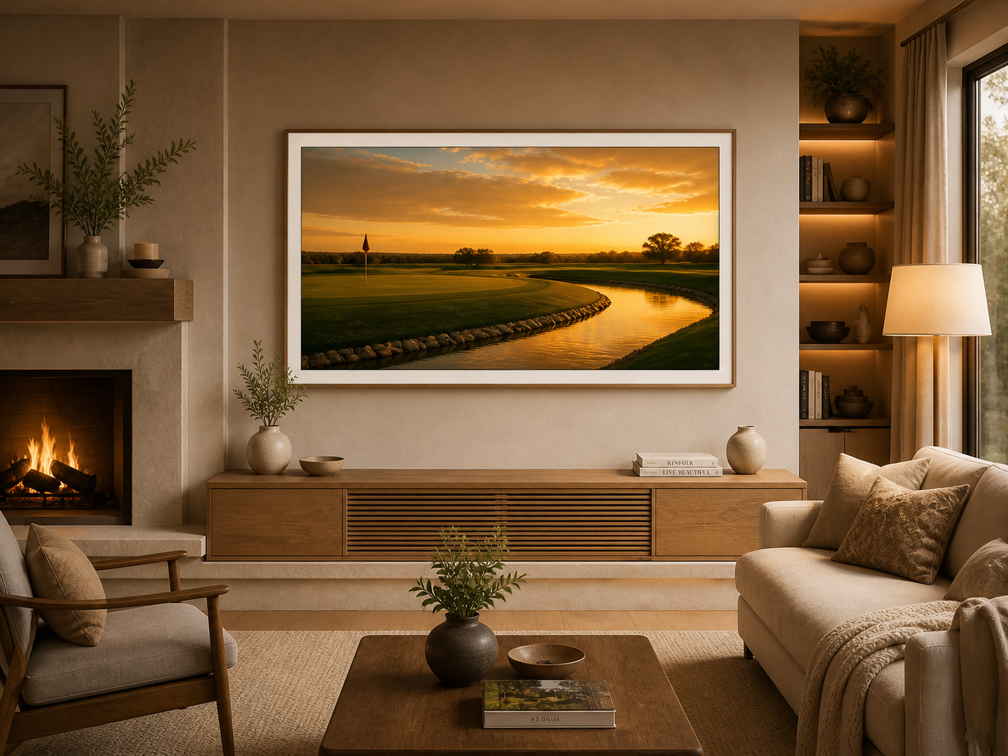 Golden Flow Fairway |4K Samsung Frame TV Digital Art
