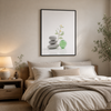 Zen Balance – Minimal Stone & Green Glass Framed Wall Art