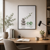 Quiet Balance – Minimal Stone & Green Sphere Framed Wall Art