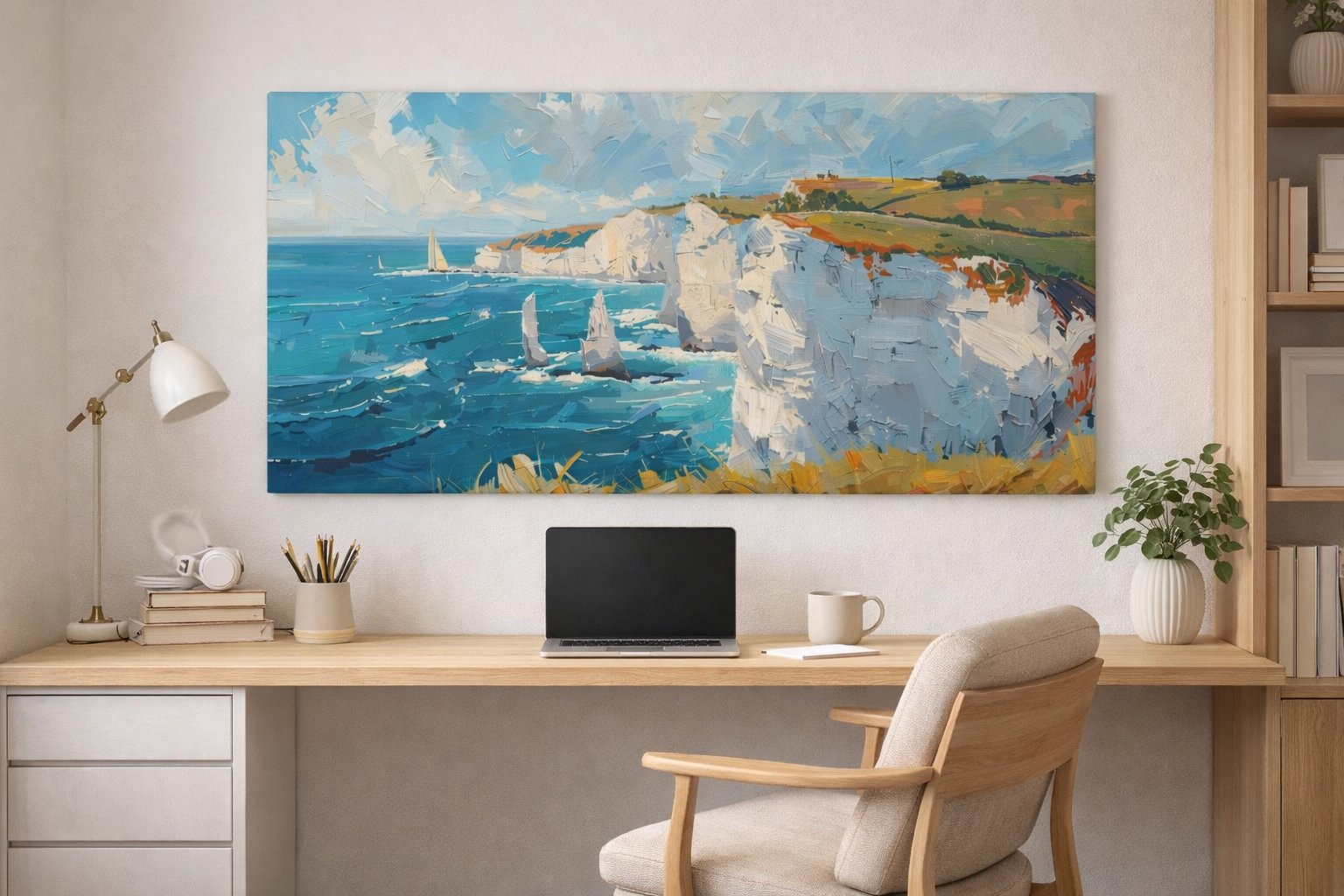 Coastal Light & Cliffs – Panoramic Ocean Canvas Wall Art