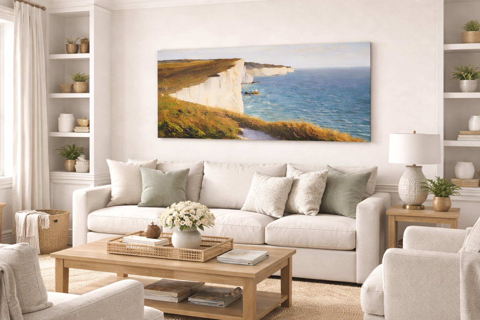 Coastal Cliff Landscape_European Seaside Canvas, Classic Wall Art