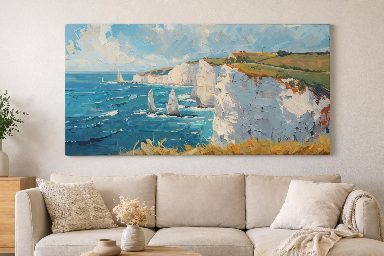 Coastal Light & Cliffs – Panoramic Ocean Canvas Wall Art