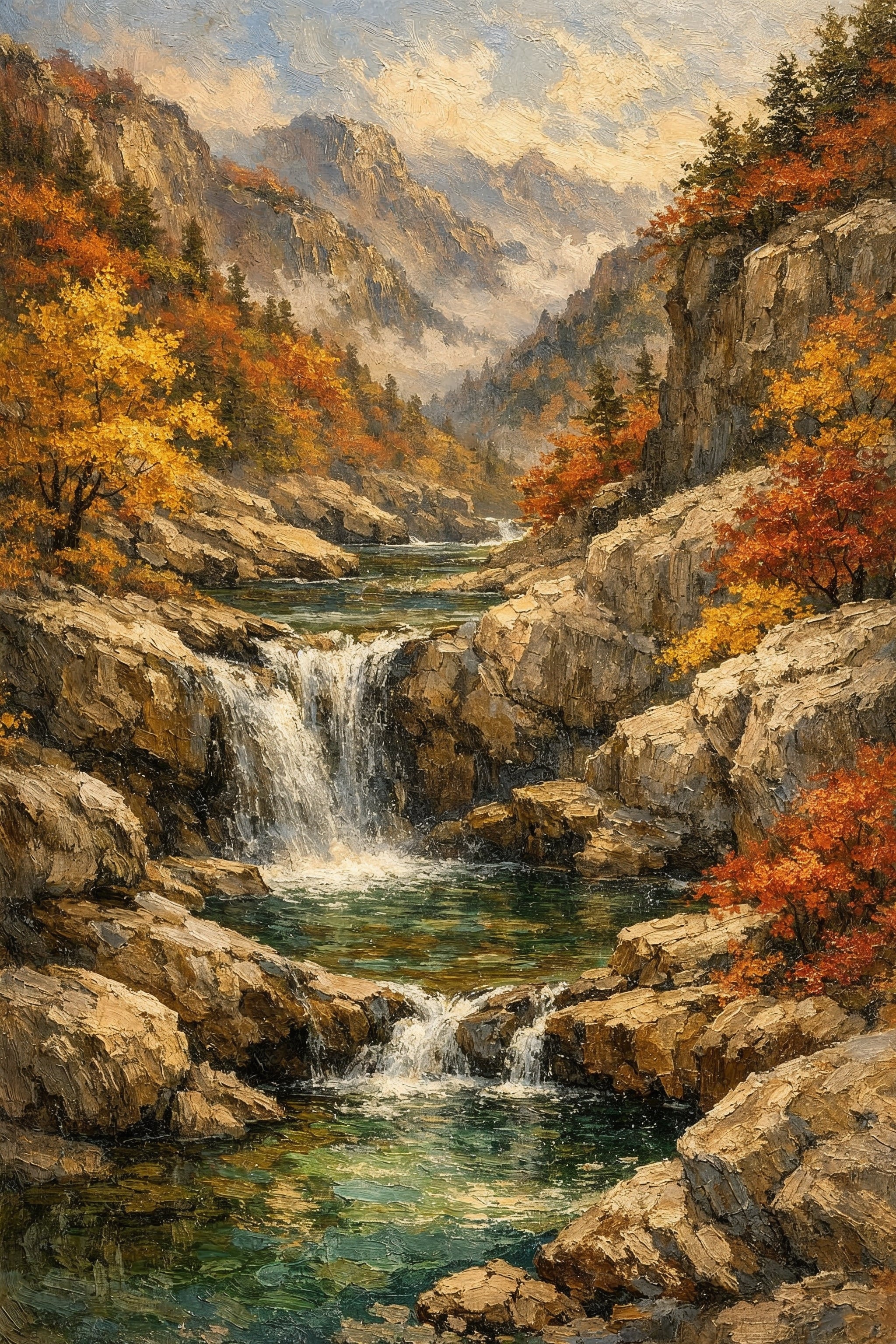 Autumn Waterfall Landscape Wall Art Printable