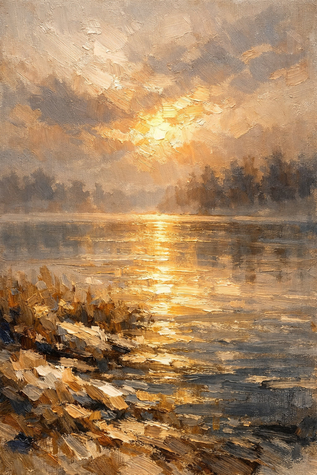 Golden Horizon Radiant – Warm Sunset Landscape Printable Wall Art