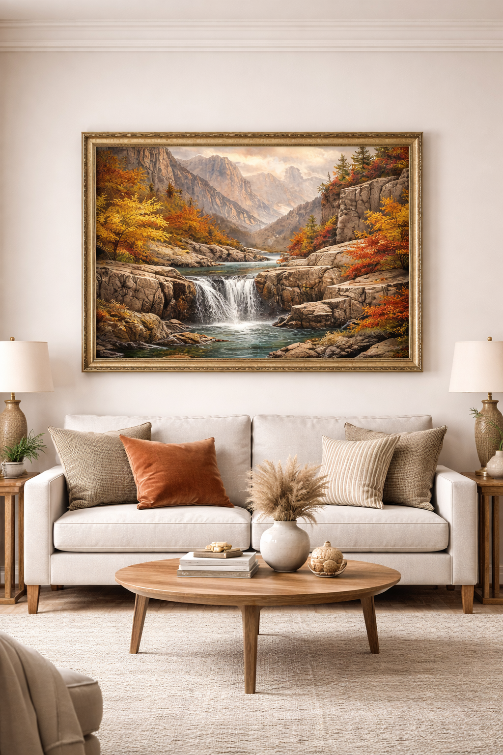 Autumn Waterfall Landscape Wall Art Printable