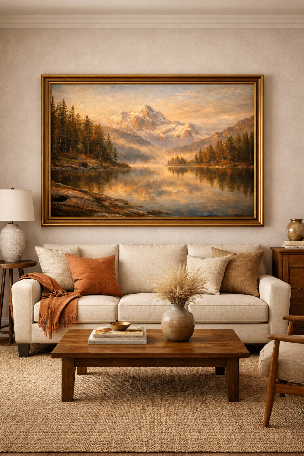 Golden Dawn Reflections – Luxury Mountain Lake Wall Art