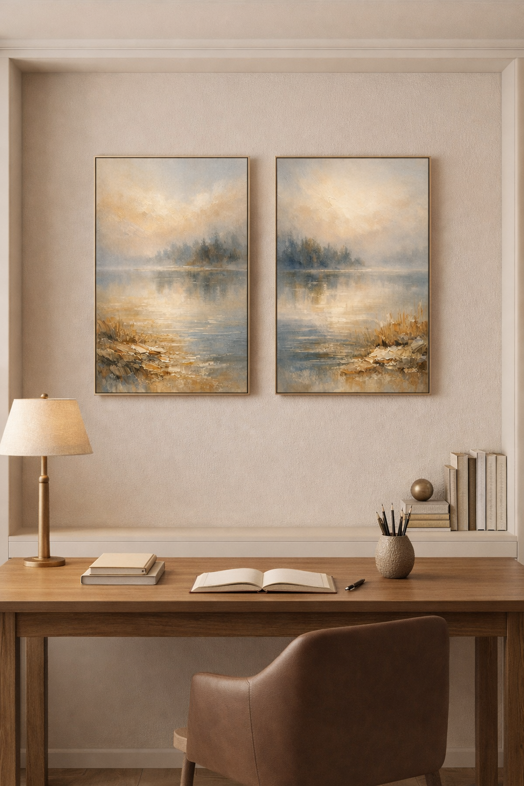Golden Mist Lake – Premium Canvas Wall Art_Left