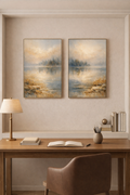 Golden Mist Lake – Premium Canvas Wall Art_Left