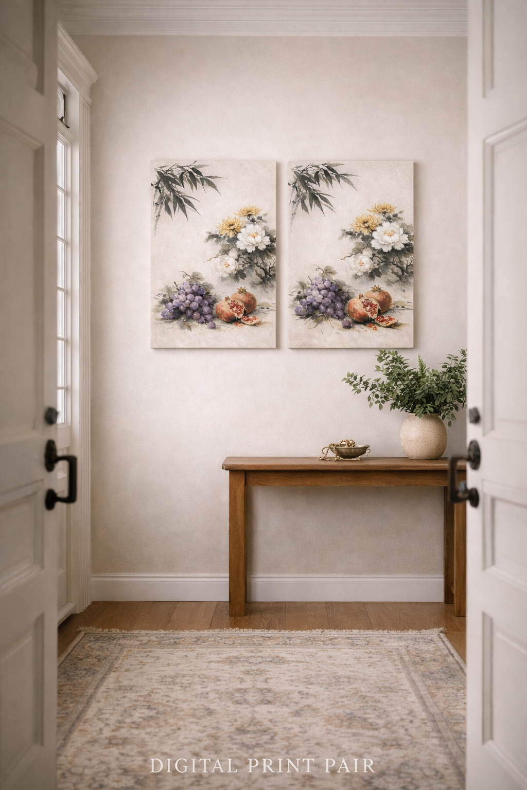 Neutral Botanical Printable Diptych Digital Download