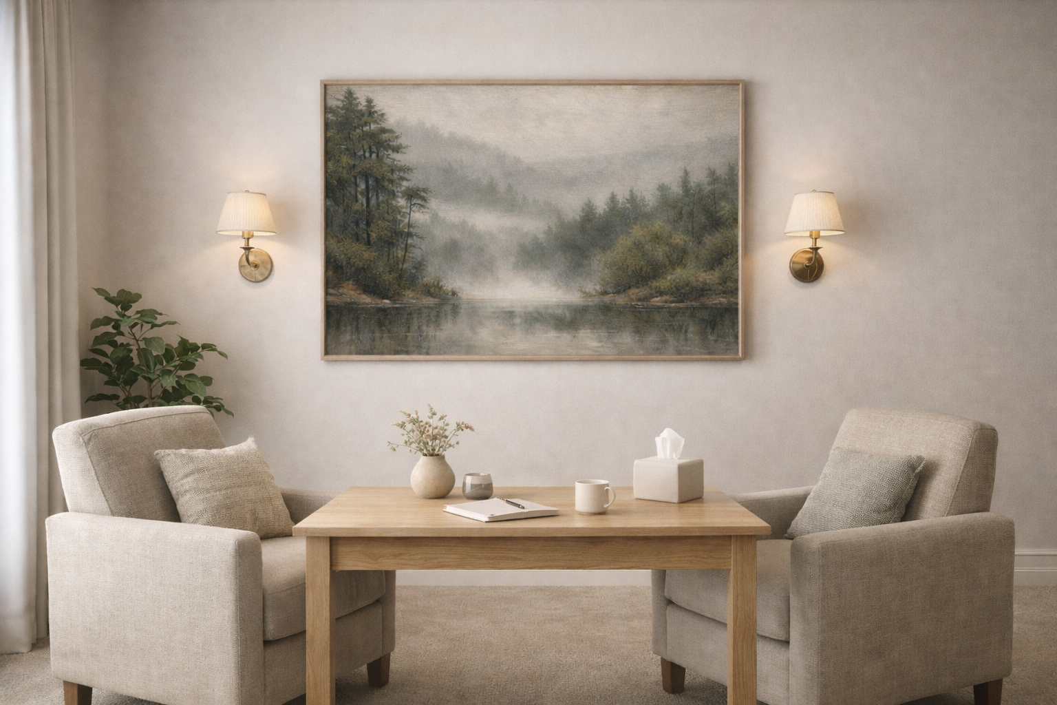 Misty Lake Wall Art Printable –Landscape Digital Download